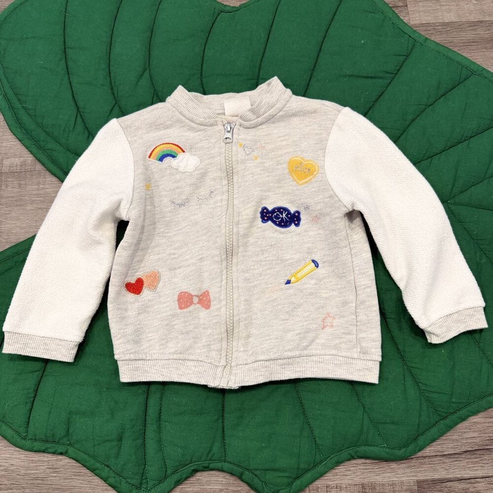 Zara Baby Girl 2/3 Full Zip Patch Embroidered Bomber Jacket